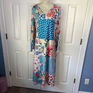 Vintage Multicolor Floral Long Sleeve Dress